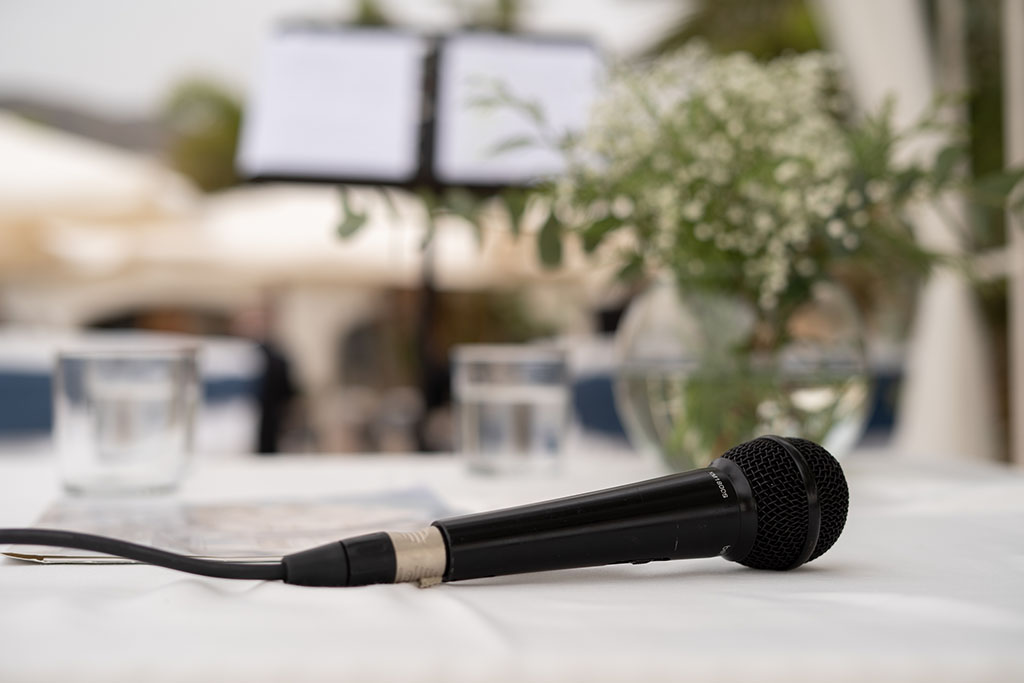 black microphone on ceremony table on wedding day