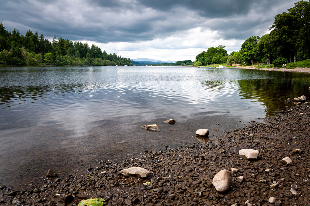 Loch Ken in Southern Scotland on a tranquil but generally overcast day