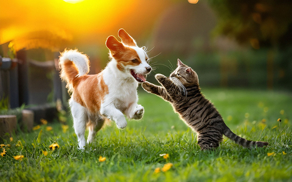 A Heartwarming Moment Between a Puppy And Kitten Playing Together.