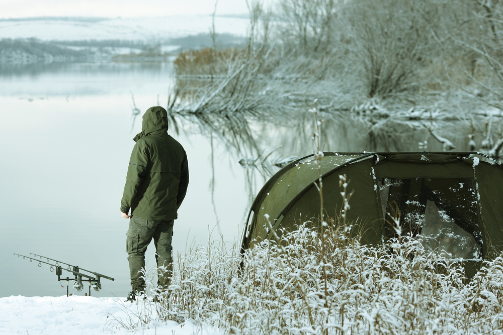 Winter Carp Fishing On Lake