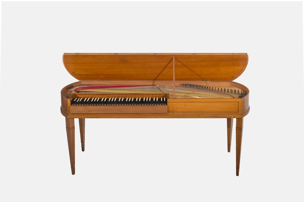 Antique Wooden Clavichord Harpsichord Open Lid.