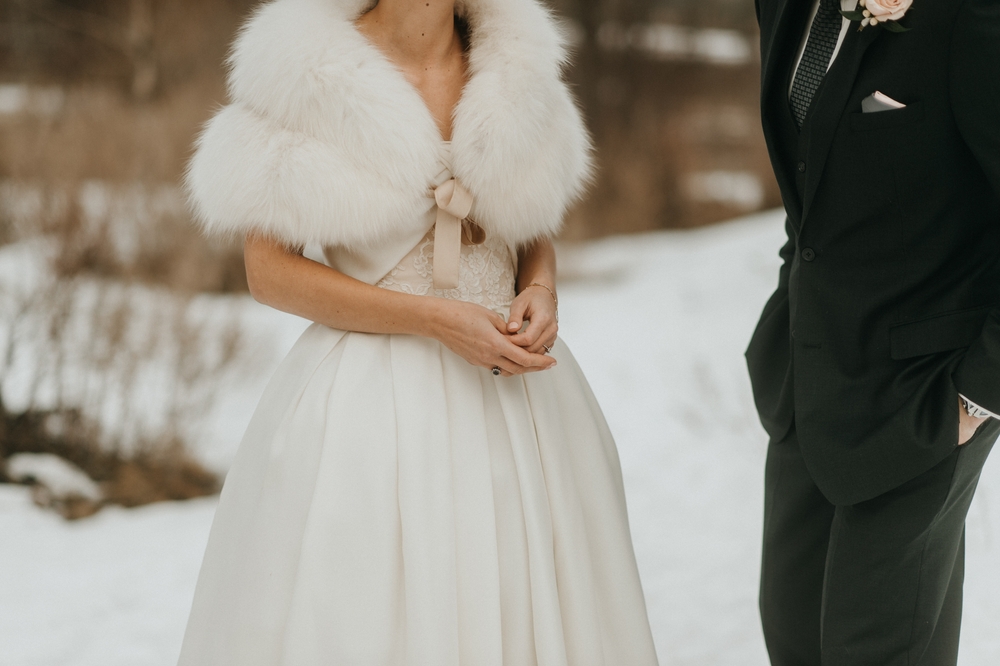 Midsection View Bride Groom Winter Wedding.