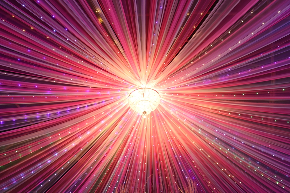 Indian Wedding Decoration Lights Flowers Stage.