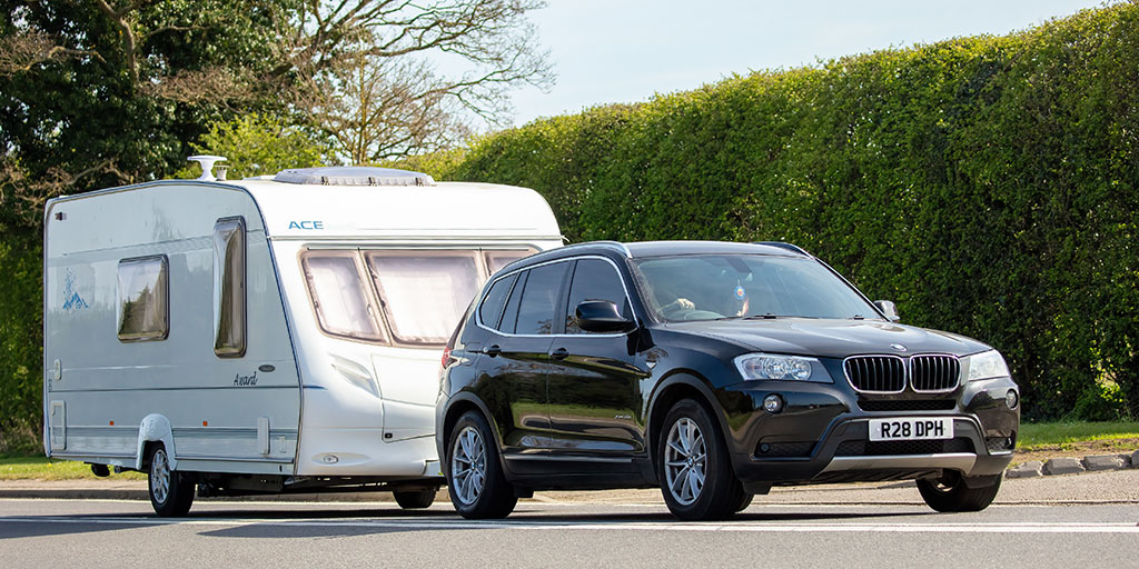 BMW Car Towing Caravan