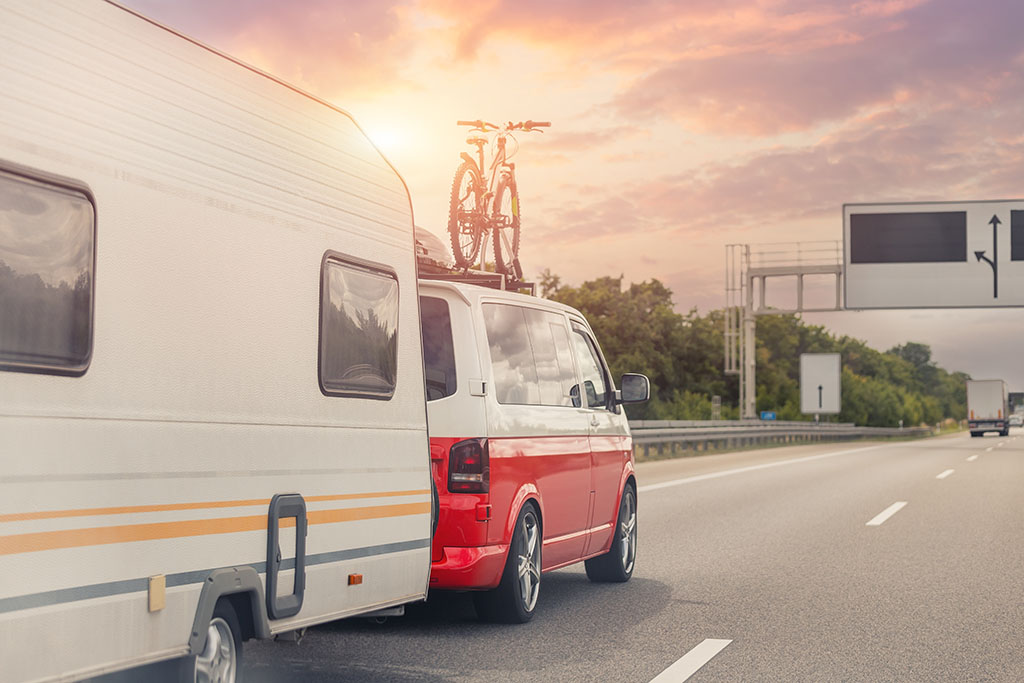 Campervan Towing Caravan
