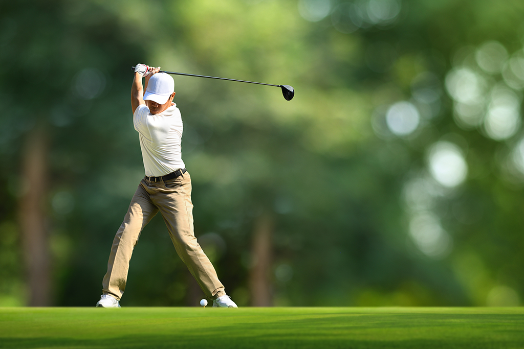 Golfer Driver Back Swing Before Hitting.